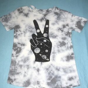 MIGHTY FINE distressed tie dye celestial peace top size M 100% cotton